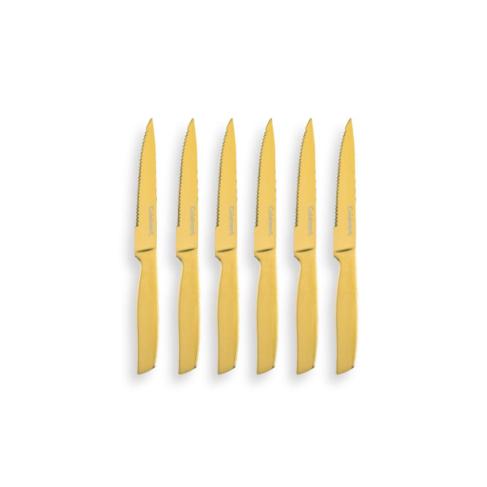 Set Cuchillos Dorados 15 Pzas Con Bloque Blanco Cuisinart