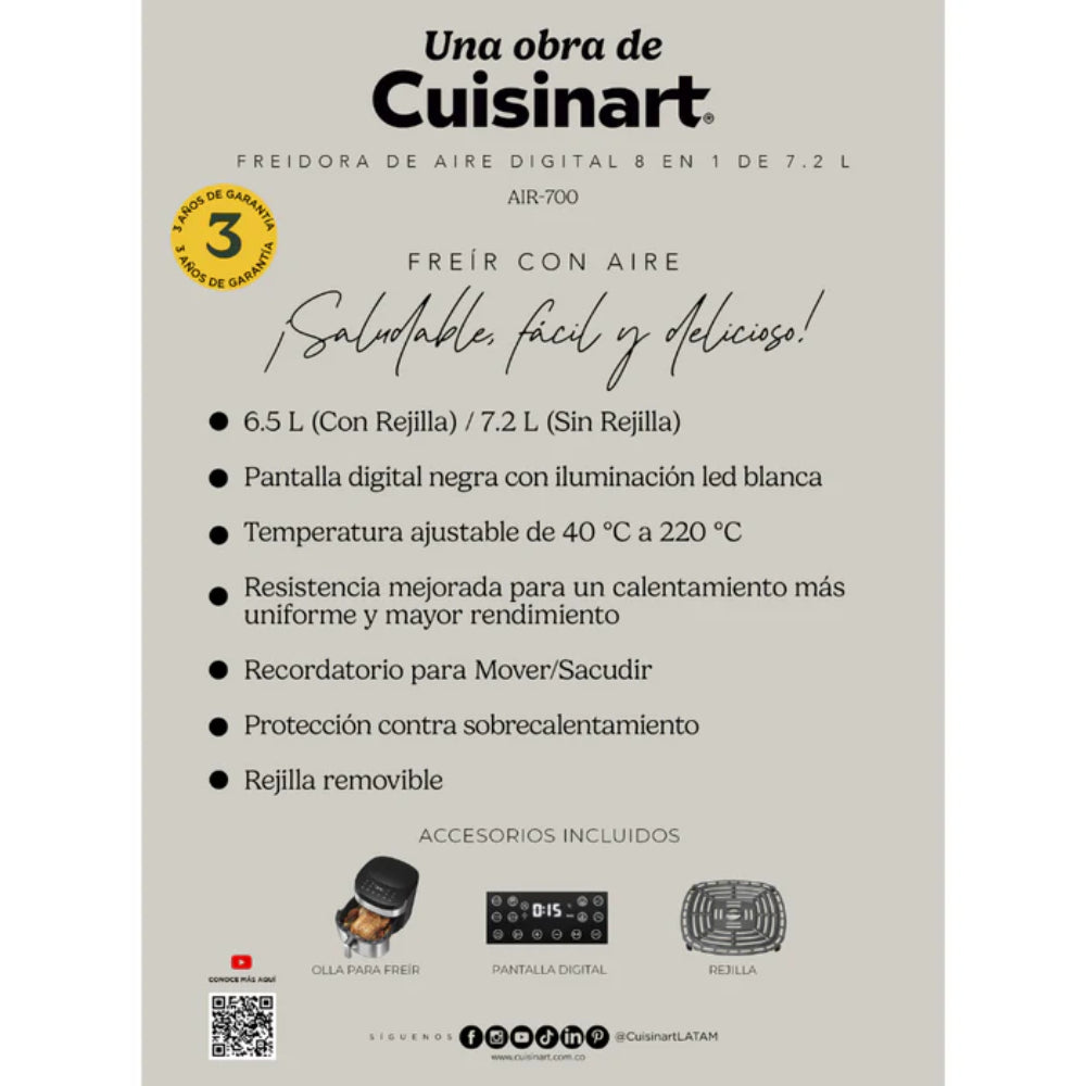 Airfryer Digital 8 en 1 de 7.2 L AIR-700 de Cuisinart®