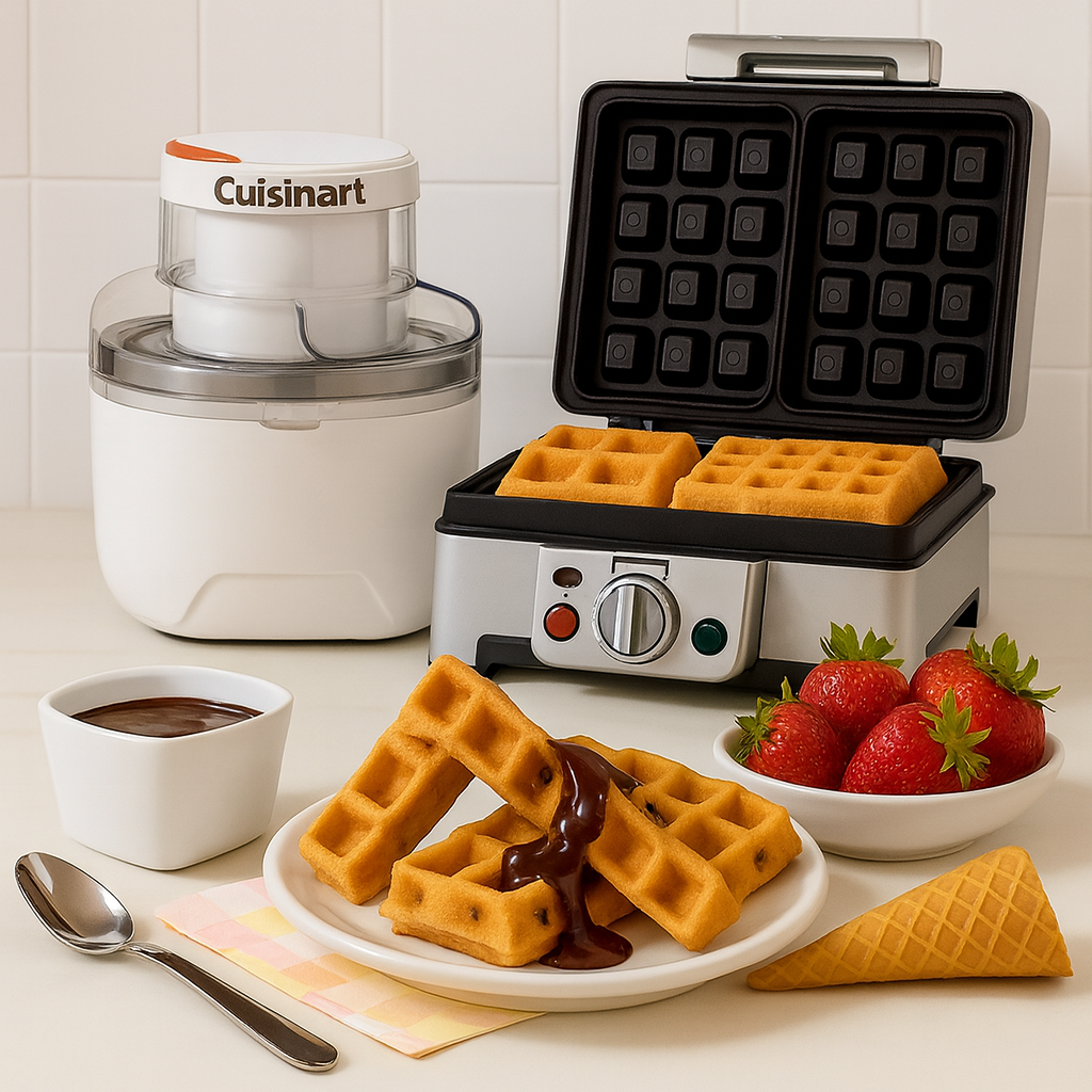 Combo Máquina para Palitos de Waffles WAF-ST6 + Máquina para Helados ICE-M10 de Cuisinart®