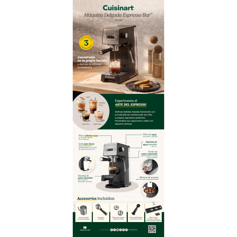 Máquina Delgada Espresso Bar™ EM-160 de Cuisinart®