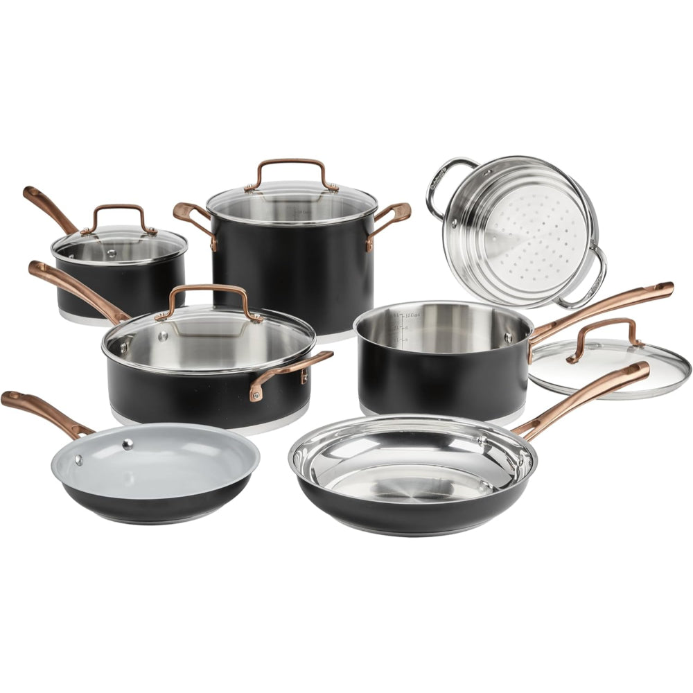 Batería De Cocina Elegan De Acero 11 Pz Negro Mate Cuisinart Mbk89-11_001