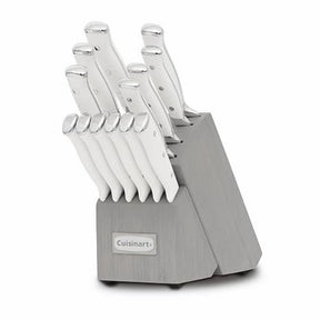 Juego De Cuchillos 14 Pzas Mango Blanco Con Bloque Gris Cuisinart