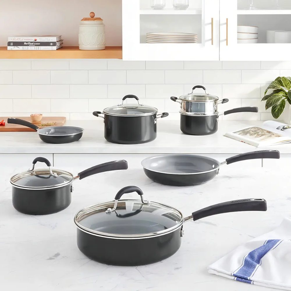 Set de Ollas Antiadherentes de 11 pcs Cerámica 54C-11BKC de Cuisinart®