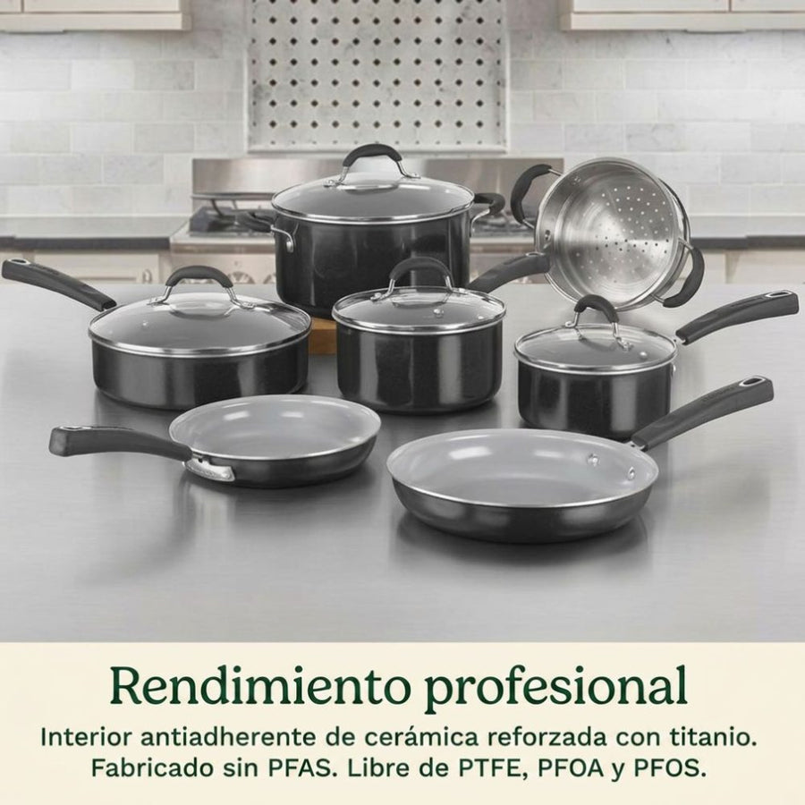 Set de Ollas Antiadherentes de 11 pcs Cerámica 54C-11BKC de Cuisinart®