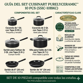Set de Ollas Antiadherente Purelyceramic™ de 10 pcs 55IC-10BKC de Cuisinart®