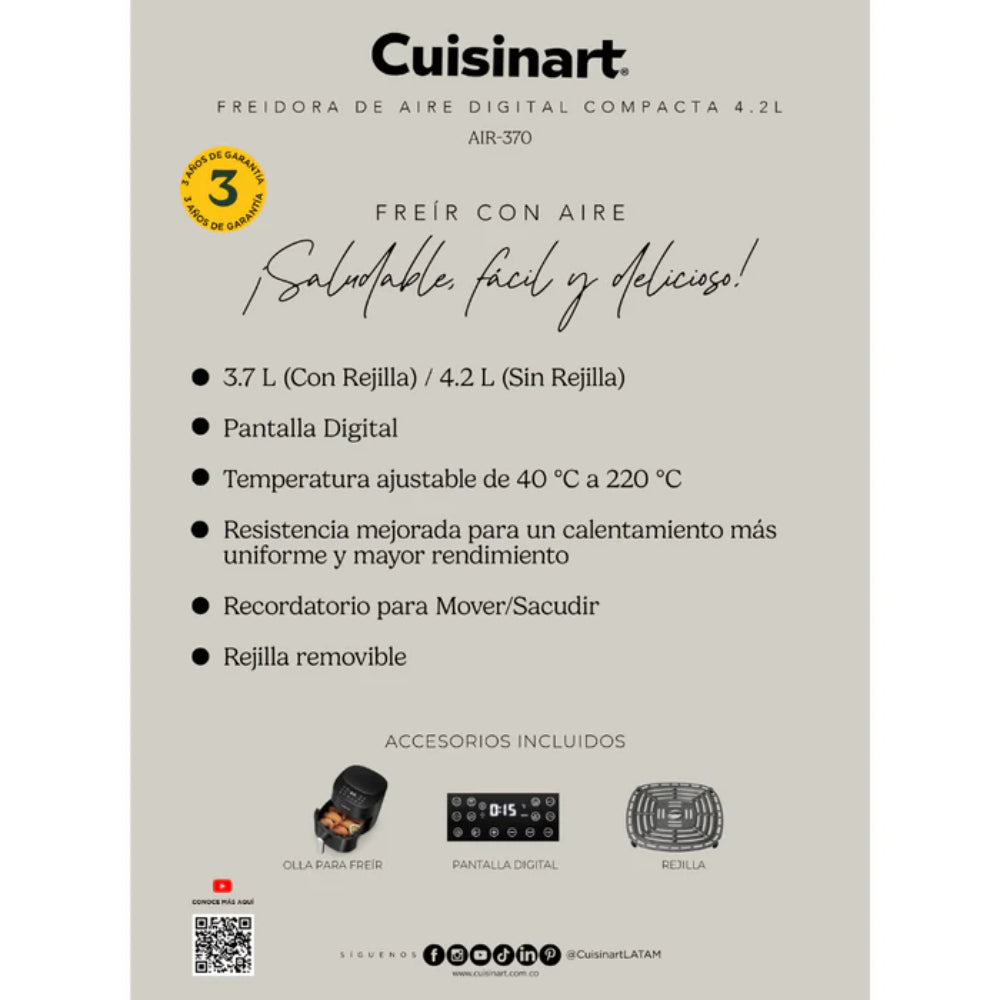 Freidora De Aire Digital Compacta De 4.2L Cuisinart®