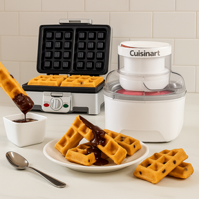 Combo Máquina para Palitos de Waffles WAF-ST6 + Máquina para Helados ICE-M10 de Cuisinart®