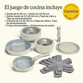 Set de Ollas 13 Pzs Clicksmart mango desmontable D53C-13BG de Cuisinart®