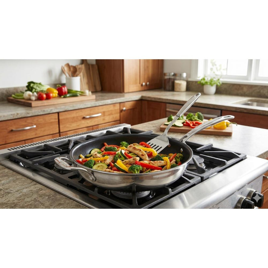Sartén Antiadherente Multiclad Pro De Tres Capas Acero Inoxidable 12" Cuisinart_002