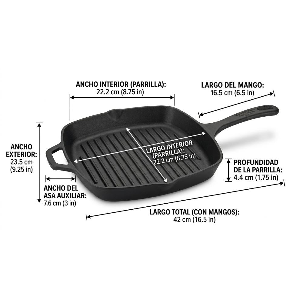 Sartén de Hierro Fundido Cuadrado Tipo Parrilla Chef's Classic™ PCI30-23 de Cuisinart®
