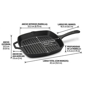 Sartén de Hierro Fundido Cuadrado Tipo Parrilla Chef's Classic™ PCI30-23 de Cuisinart®